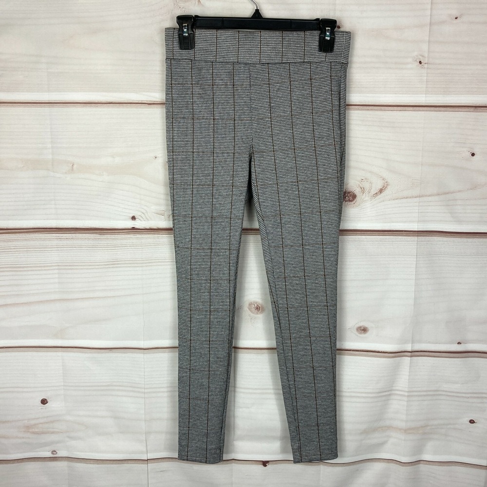 LOFT Pants Womens PXS Gray Glen Plaid Pull On Skinny Ankle Stretch Knit Mid Rise